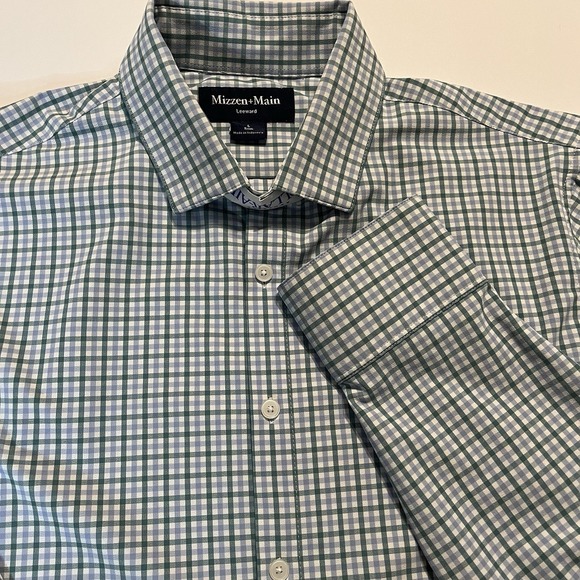 Mizzen+Main Other - Mizzen + Main Leeward Button Shirt Trim Fit Long Sleeve Check Plaid Mens Large